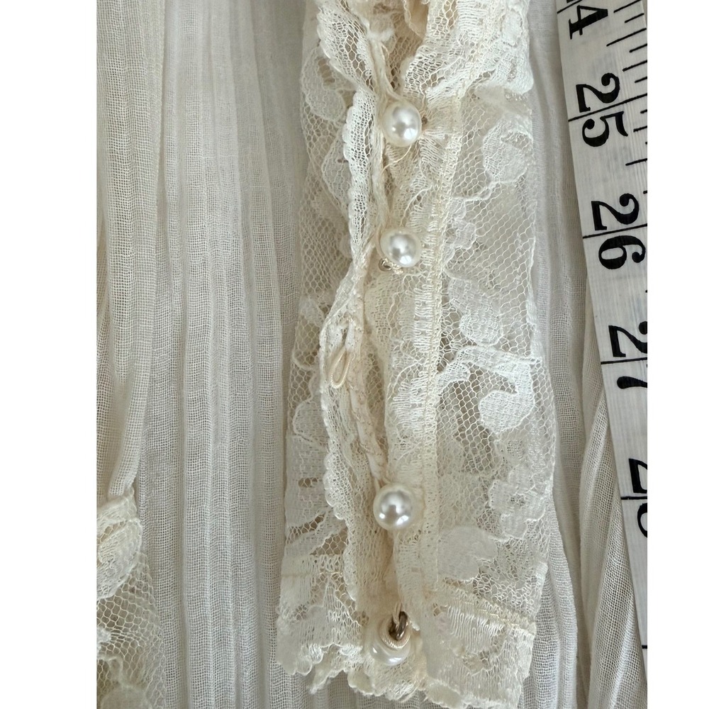 Vintage 70s Act I New York XS/Small Ivory Lace Prairie Wedding Dress Cottagecore - Picture 13 of 13